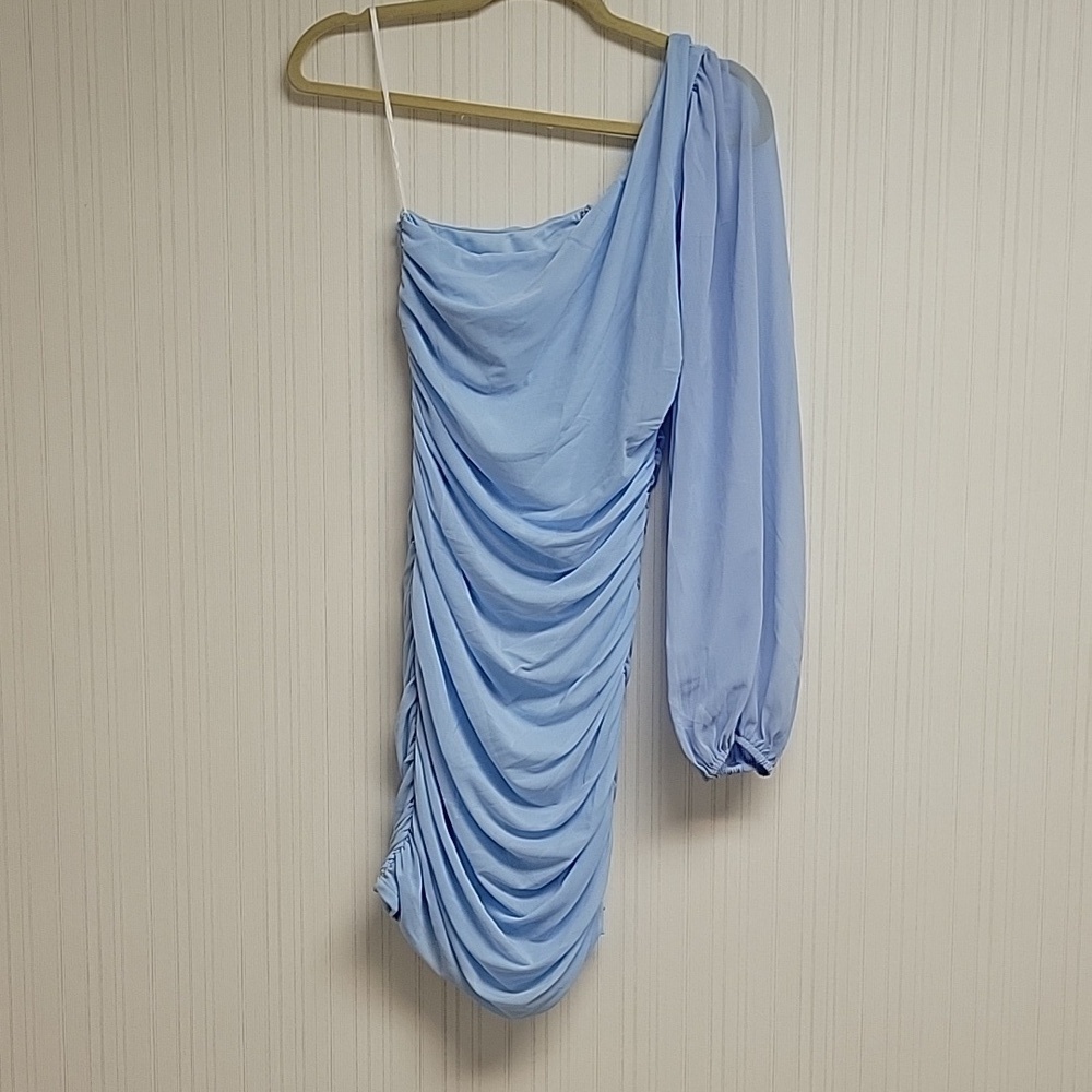 Hello Molly, women's one shoulder light blue dress sz 8 New with tags